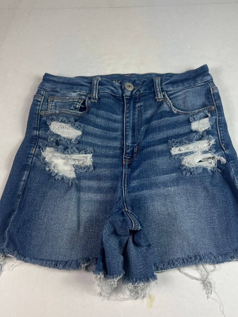 American Eagle Shorts Womens 27* Curvy High Rise Shortie Blue Denim Jorts Tag 10